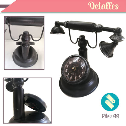 Reloj de Mesa Teléfono Vintage Negro