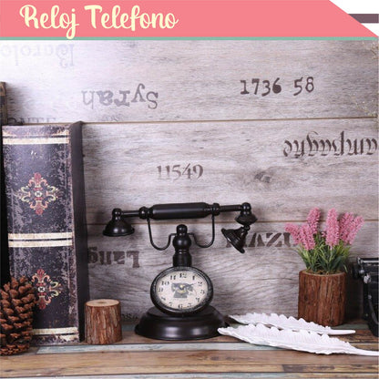 Reloj de Mesa Teléfono Vintage Negro