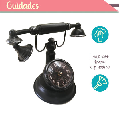 Reloj de Mesa Teléfono Vintage Negro
