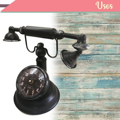 Reloj de Mesa Teléfono Vintage Negro