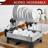 Escurridor para Platos de Acero Inoxidable para Fregadero de Cocina Estante para Cubiertos Soporte para Tazas