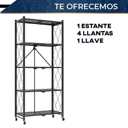 Estante de Almacenamiento Plegable de Acero al carbón con Ruedas
