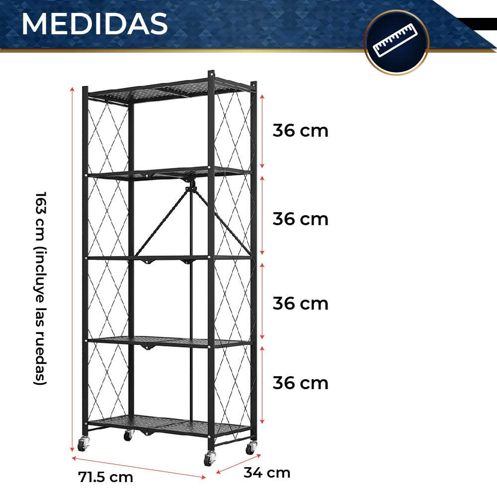 Estante de Almacenamiento Plegable de Acero al carbón con Ruedas