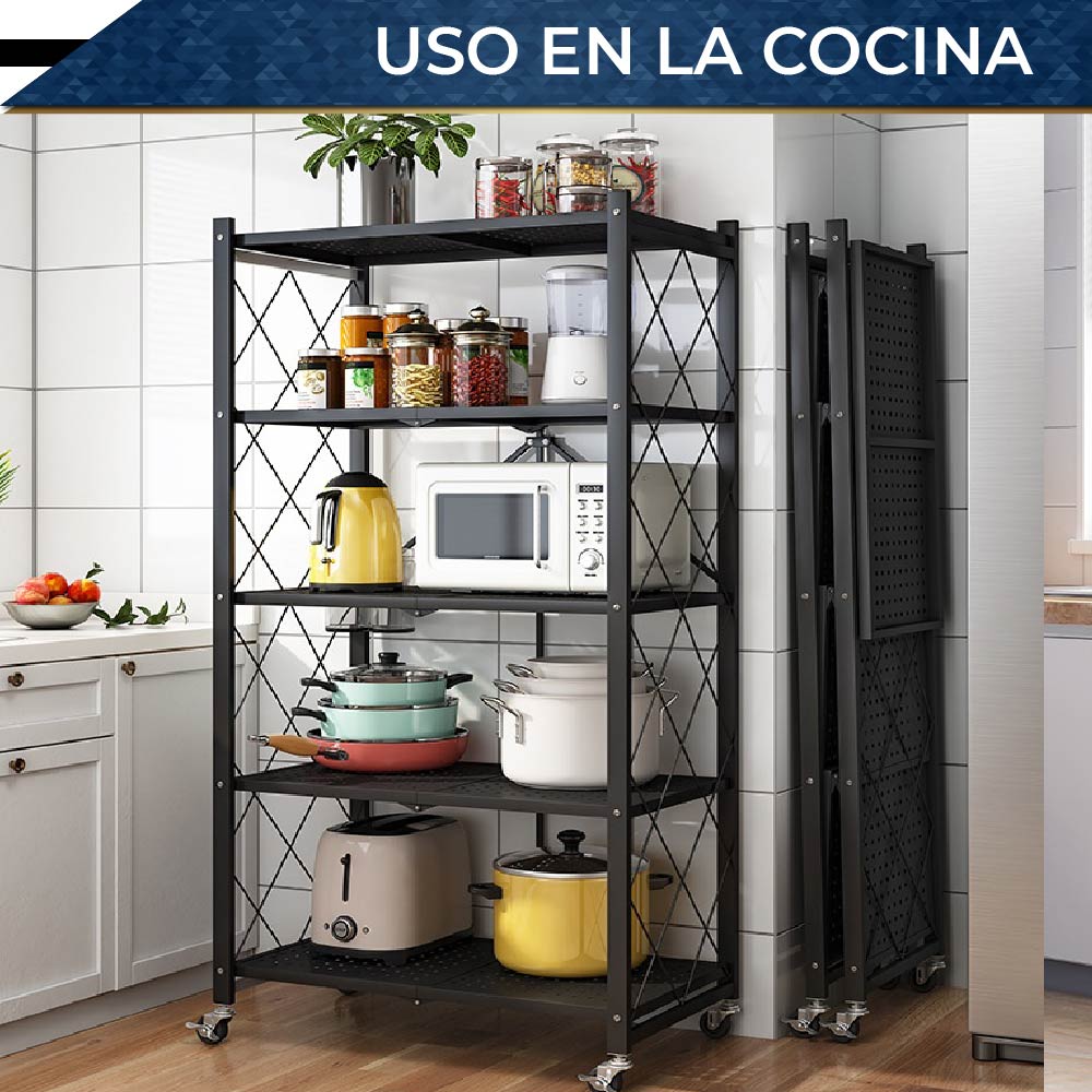 Estante de Almacenamiento Plegable de Acero al carbón con Ruedas