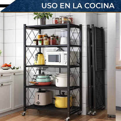 Estante de Almacenamiento Plegable de Acero al carbón con Ruedas