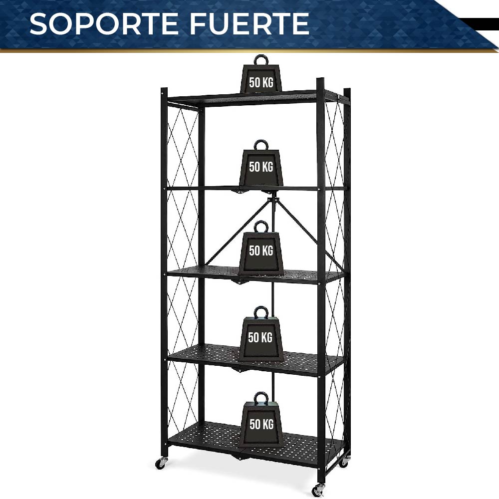 Estante de Almacenamiento Plegable de Acero al carbón con Ruedas