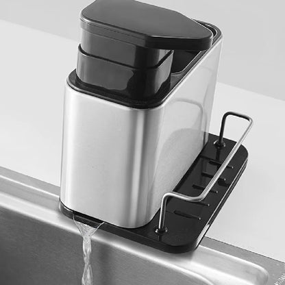 Dispensador de jabón líquido para Cocina con Porta Esponja y Accesorios para Fregadero