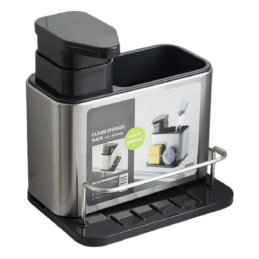 Dispensador de jabón líquido para Cocina con Porta Esponja y Accesorios para Fregadero