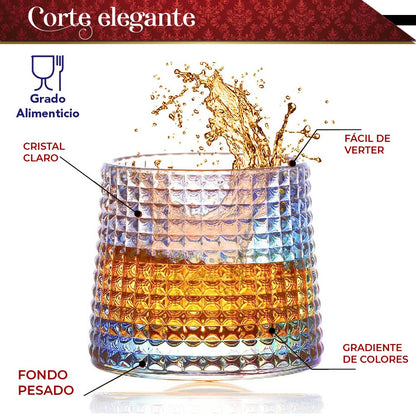 Set 6 Vasos para Whisky licor 170 ml Cristal Grueso Bar Coctel diseño Elegante Puntos Ideal para Regalo