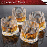 Set 6 Vasos para Whisky licor 170 ml Cristal Grueso Bar Coctel diseño Elegante Puntos Ideal para Regalo