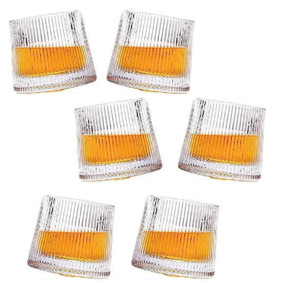 Set 6 Vasos para Whisky licor 170 ml Cristal Grueso Bar Coctel diseño Elegante Puntos Ideal para Regalo