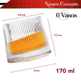 Set 6 Vasos para Whisky licor 170 ml Cristal Grueso Bar Coctel diseño Elegante Puntos Ideal para Regalo