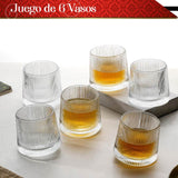 Set 6 Vasos para Whisky licor 170 ml Cristal Grueso Bar Coctel diseño Elegante Puntos Ideal para Regalo