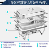 CHAFER BUFFET RECTANGULAR DE ACERO INOXIDABLE DE 9.5 L