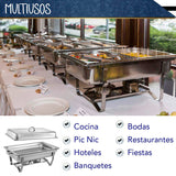 CHAFER BUFFET RECTANGULAR DE ACERO INOXIDABLE DE 9.5 L