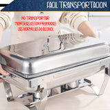 CHAFER BUFFET RECTANGULAR DE ACERO INOXIDABLE DE 9.5 L
