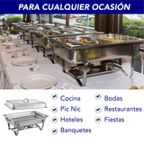 CHAFER BUFFET RECTANGULAR DE ACERO INOXIDABLE DE 9.5 L
