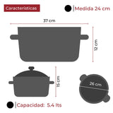 Cacerola Olla Antiadherente cubierta de granito mango tipo madera 24 cm