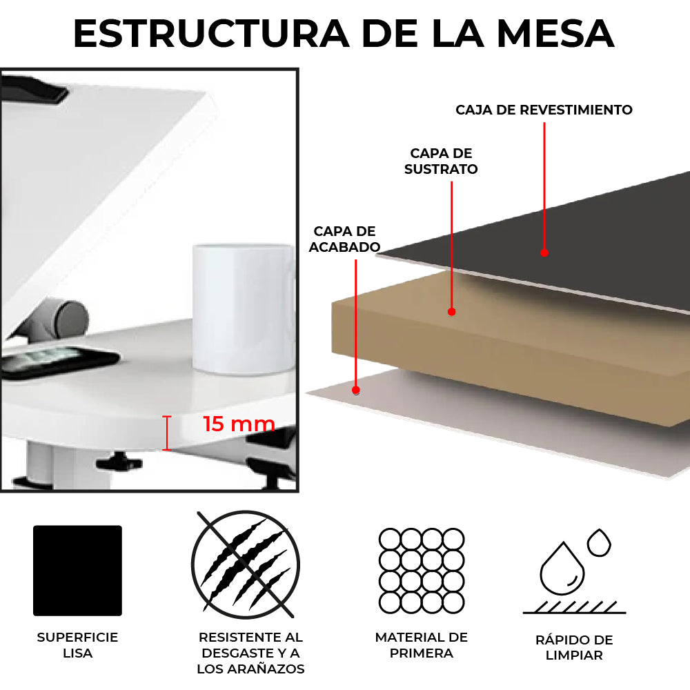 Escritorio para Laptop Plegable Ajustable Blanca