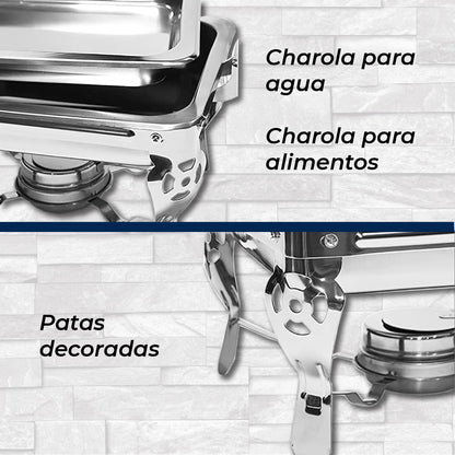 Chafer Buffet Chafer Bufetera Rectangular Acero Inox 1.5 Lts