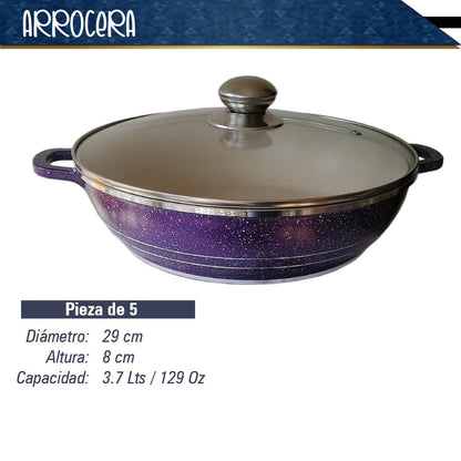 Bateria de 10 pz para cocina de Aluminio con recubrimiento de Granito (Morado)