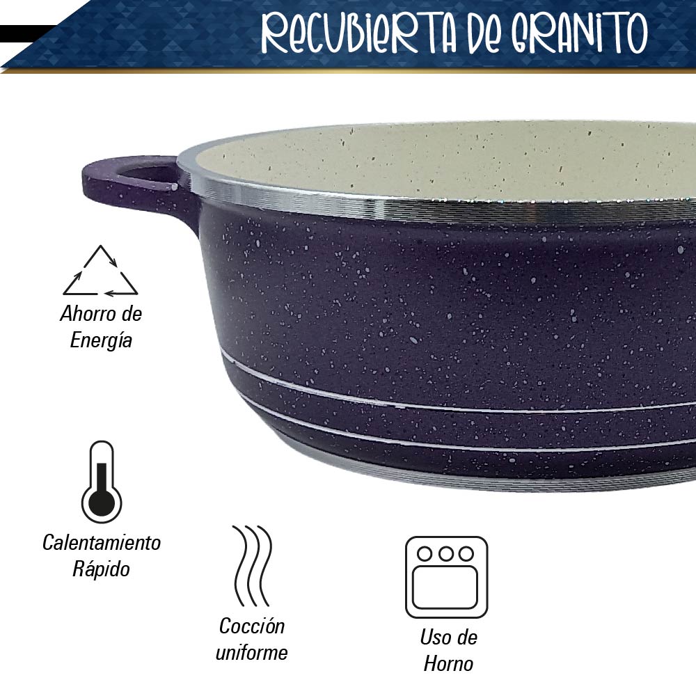 Bateria de 10 pz para cocina de Aluminio con recubrimiento de Granito (Morado)