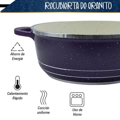 Bateria de 10 pz para cocina de Aluminio con recubrimiento de Granito (Morado)