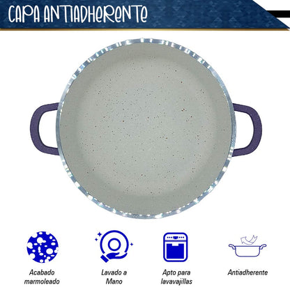 Bateria de 10 pz para cocina de Aluminio con recubrimiento de Granito (Morado)