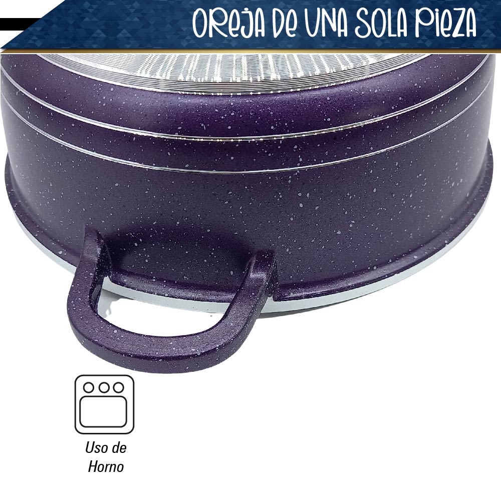 Bateria de 10 pz para cocina de Aluminio con recubrimiento de Granito (Morado)