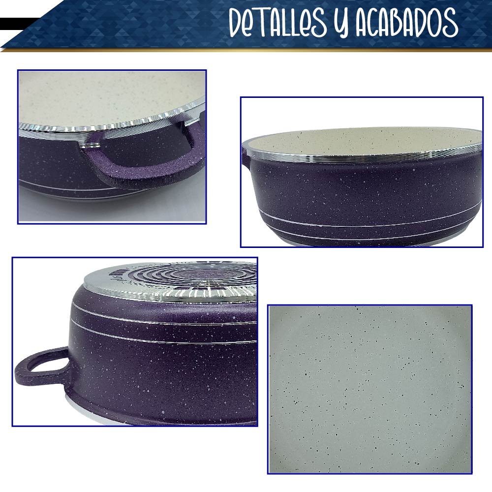 Bateria de 10 pz para cocina de Aluminio con recubrimiento de Granito (Morado)