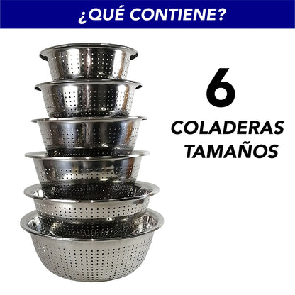Juego De 6 Coladores De Acero Inoxidable Apilables