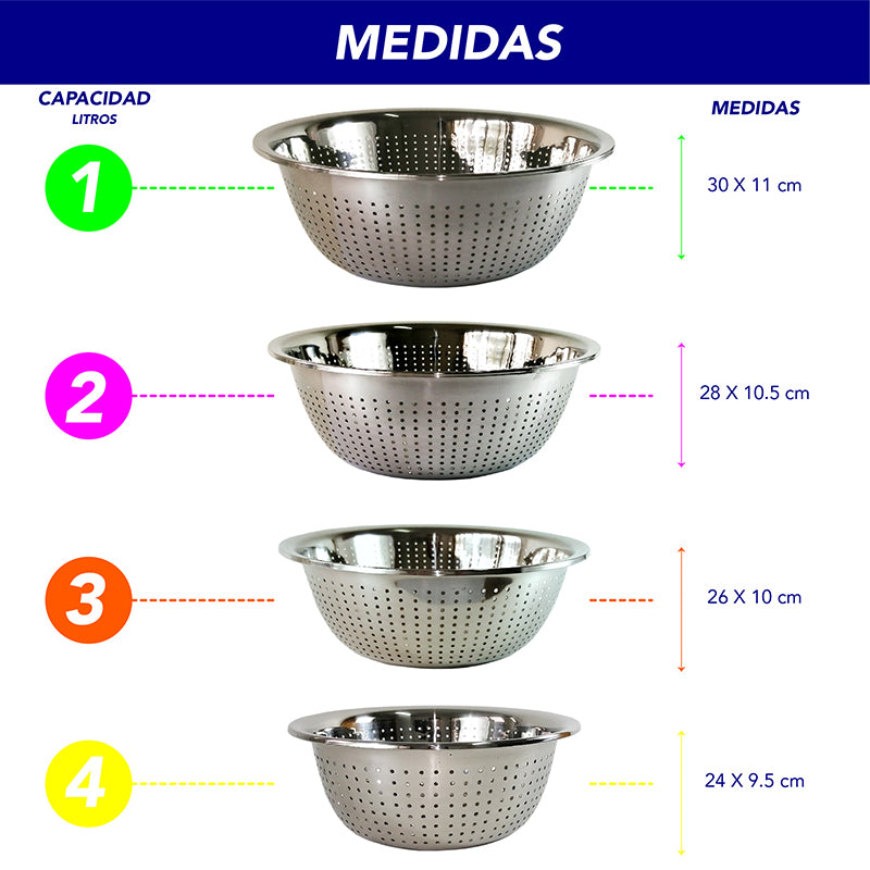 Juego De 6 Coladores De Acero Inoxidable Apilables