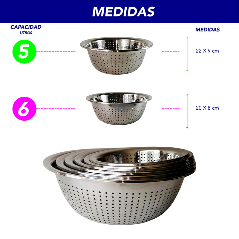 Juego De 6 Coladores De Acero Inoxidable Apilables
