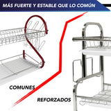 Estante Para Secar Platos Escurridor 2 Niveles Acero Inoxidable