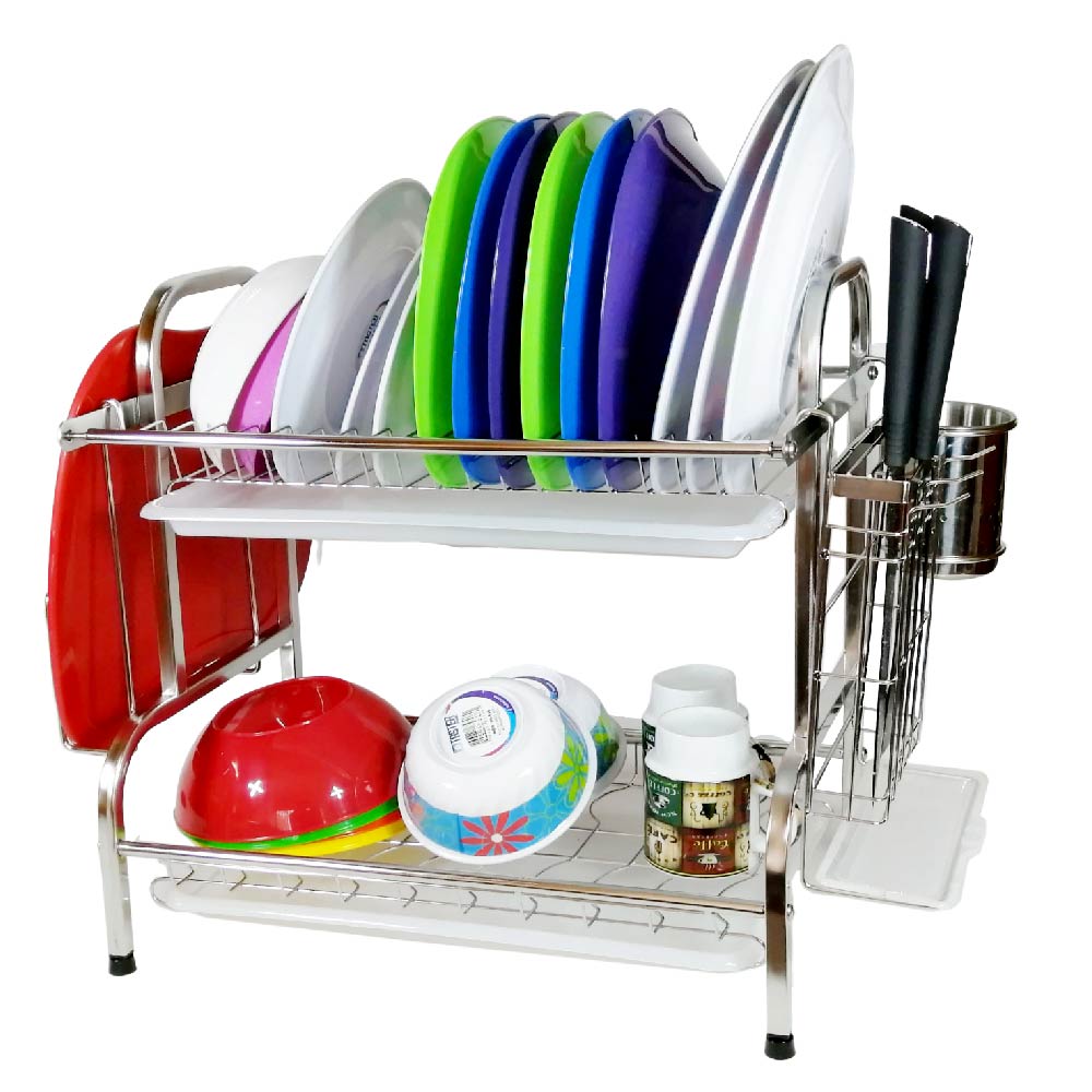 Estante Para Secar Platos Escurridor 2 Niveles Acero Inoxidable