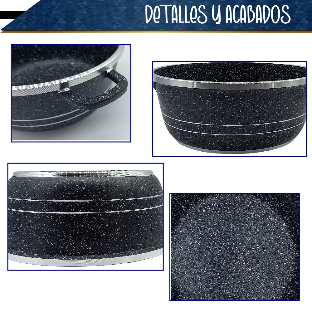 Bateria de cocina de alumino con recubrimiento de granito 10 piezas,  bateriadecocina juego de ollas cacerolas, set de ollas RD ROYAL COOK –  CHIC-FANTASY