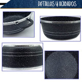 BATERÍA DE COCINA DE ALUMINIO RECUBRIMIENTO DE GRANITO 10 PZ NEGRO