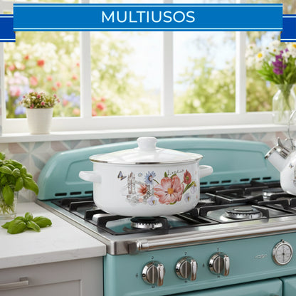 *RD ROYAL COOK Juego de Cacerolas Esmaltadas de Peltre (10 Piezas)* | Set de Ollas Apilables con Tapa | *Capacidades 1.1L a 4L* | Ideal para Cocinar, Servir y Guardar | *Diseño Vintage Higiénico*