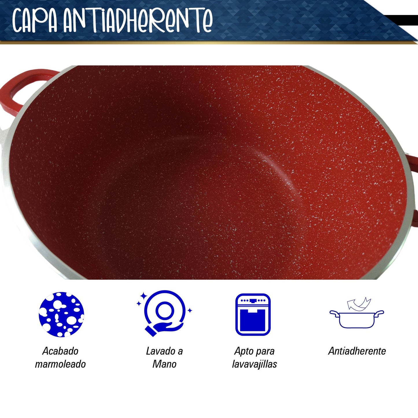 Bateria de 10 pz para cocina de Aluminio con recubrimiento de Granito (roja)