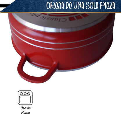 Bateria de 10 pz para cocina de Aluminio con recubrimiento de Granito (roja)