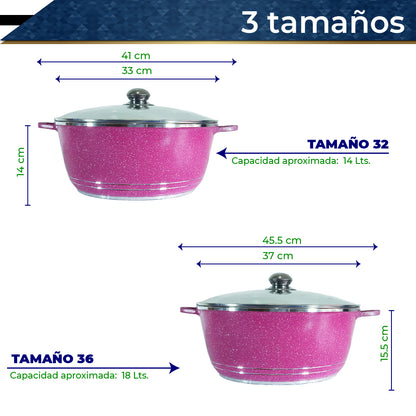 Bateria de Cocina Olla Cacerola Imperial XL 6 pz (Rosa)
