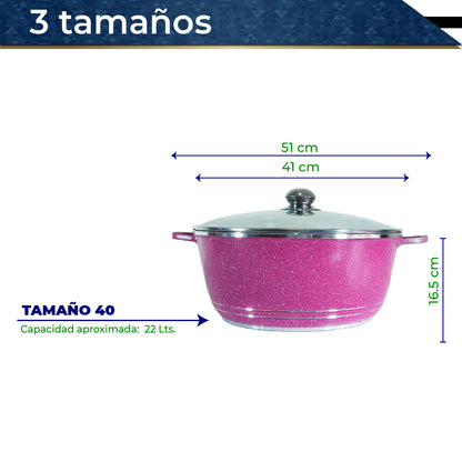 Bateria de Cocina Olla Cacerola Imperial XL 6 pz (Rosa)