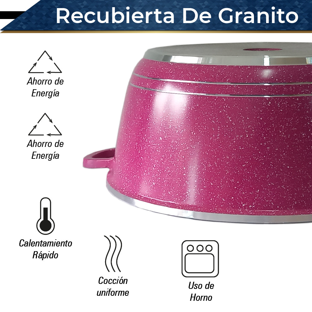 Bateria de Cocina Olla Cacerola Imperial XL 6 pz (Rosa)
