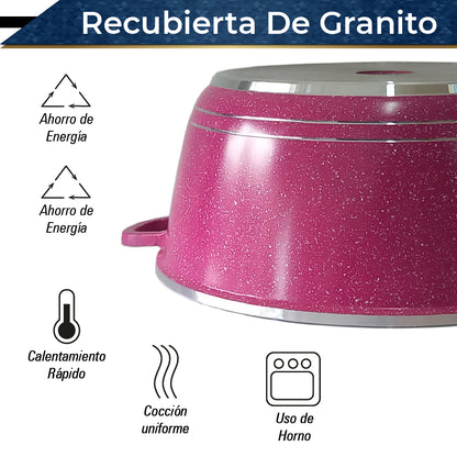 Bateria de Cocina Olla Cacerola Imperial XL 6 pz (Rosa)