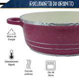BATERÍA DE COCINA DE ALUMINIO RECUBRIMIENTO DE GRANITO 10 PZ ROSA