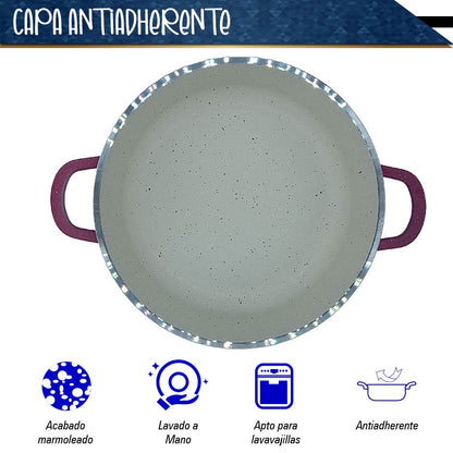 Bateria de 10 pz para cocina de Aluminio con recubrimiento de Granito (rosa)