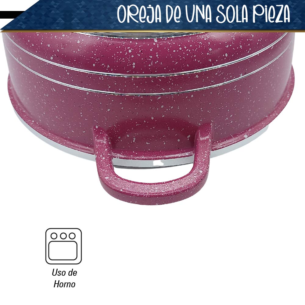 Bateria de 10 pz para cocina de Aluminio con recubrimiento de Granito (rosa)