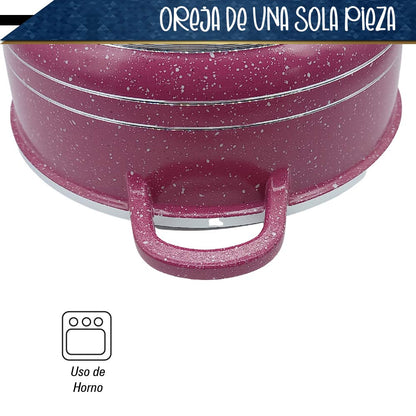 Bateria de 10 pz para cocina de Aluminio con recubrimiento de Granito (rosa)