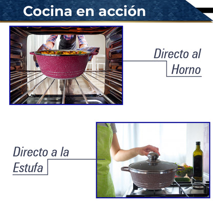 Bateria de Cocina Olla Cacerola Imperial XL 6 pz (Rosa)