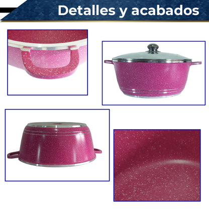 Bateria de Cocina Olla Cacerola Imperial XL 6 pz (Rosa)